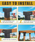 Four Piece Trail Tough Heavy Duty Steel Deer Stand Brackets For 4x4 Posts installation process, showcasing bracket attachment steps.