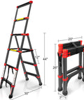 5-Foot Aluminum Telescoping A-Frame Ladder, Grab-And-Go Lightweight Portable Folding Step Ladder For Home, Garage, And Work, Non-Slip Cap