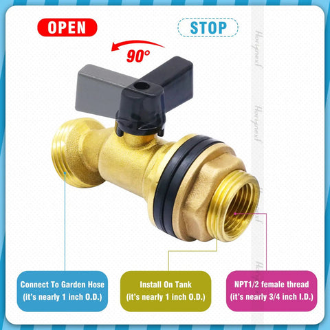 Rain Barrel Spigot Kit With Brass Spigot And Bulkhead Fitting For 5 25 50 And 55 Gallon Barrels Three Quarter Inch GHT Hose Connection