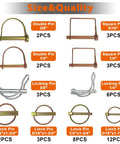 Assorted pins from 380 Pcs Heavy Duty Pin Kit For Trucks Trailers Tractors Mowers And Hitches Includes Square PTO Pins.