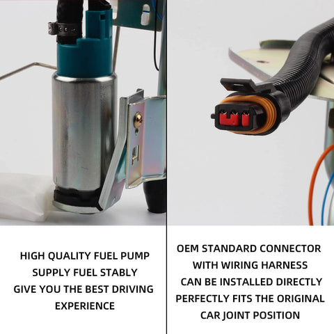 Jeep Wrangler YJ Fuel Pump Assembly For 1991 1992 1993 1994 1995 2.5L 4.0L Plug And Play Direct Fit Replacement For 20 Gallon Tank SP736H 4637182 5003861AB With Wiring Harness And Filter For Reliable Fuel Delivery, showing fuel pump and connector close-up.