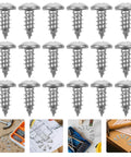 Self Tapping Wood Screws Pan Head Drive Screws Stainless Steel 100 Pcs shown in multiple angles for DIY projects.