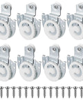 8 Pack Sliding Closet Door Rollers Kit For Wardrobe Cabinets With Hangers And Knob Adjustable Hooks, Includes Sixteen Screws