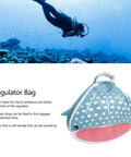 Blue whale shark design bag with beefy capacity, protective foam padding, two way zipper, easy carry marine style for dive gear.