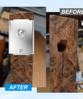 Before and after repair with Rugged 24 Piece Bifold Door Repair Kit For One And Three Eighths Inch Wood Doors With Seven Sixteenths Pivot Holes.