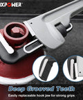 36 Inch Aluminum Pipe Wrench Heavy Duty Straight Pipe Wrench for Plumbing Pros Built to Last with Lightweight Design shown gripping a red pipe