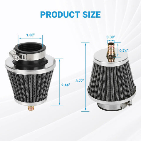 35mm air filter dimensions for Chinese pit dirt bikes and ATVs, compatible with 50cc to 150cc engines, fits PZ19 PZ20 carburetors