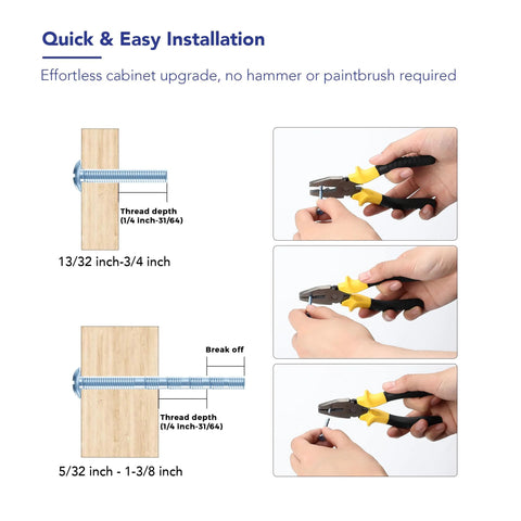 Quick and easy installation guide for 30 Pack 5 Inch Center Black Matte Cabinet Pulls Arch Style Drawer Handles. No hammer needed.