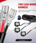 LED Light Bar Wiring Harness Kit Beefed Up Heavy Duty 14 AWG 12V with connectors and wiring for 300W light bars