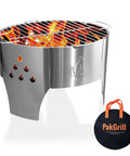 Portable 14 Inch Folding Campfire Grill With Carry Bag Stainless Steel Charcoal Grill for Camping Bonfires