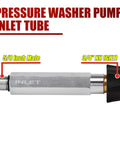 Pressure Washer Pump Inlet Tube Replacement For 201496GS And 190632GS with measurements visible