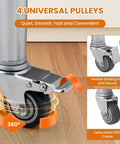 Caster wheel of Mobile 30 By 24 Inch NSF Stainless Steel Workbench With Four Wheels And Hooks, showing braking and 360° rotation.
