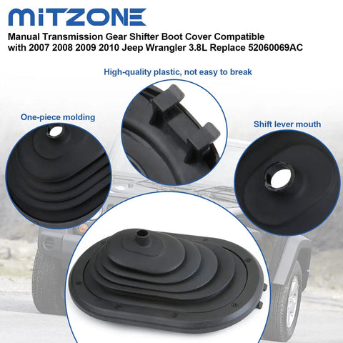 Manual Transmission Gear Shifter Boot Cover For Jeep Wrangler JK 3.8L 2007 2008 2009 2010 Dust Shield Replacement 52060069AC