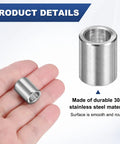 Close-up of 8 Pack M8 304 Stainless Steel Spacers 8mm ID 12mm OD 15mm Length Metal Screw Standoff Bushings Plain Finish in hand