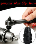 Universal Magnetic Ratcheting Drill Chuck Key Three In One Electric Drill And Drill Press Spanner with ergonomic non-slip handle.