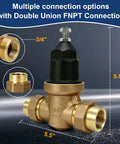 Three Quarter Inch NR3XL Pressure Reducing Valve With 400 Psi Max And Adjustable 15 To 75 Psi Factory Default 50 Psi Durable Cast Bronze Body Smart Water Saver That Slashes Waste And Cuts Your Water Bill, 3/4" FNPT connection, 5.5" tall