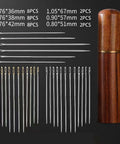 Self Threading Hand Sewing Needles Set In Wooden Case 30 Piece Assorted Embroidery Tools For Easy Stitching Handy For Beginners And Seniors Convenient Storage Kit, wooden case with assorted needle sizes