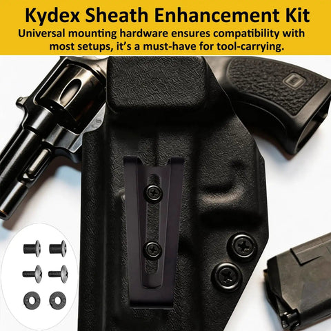 Heavy Duty Chicago Screws One Quarter Inch Twenty Pack Holster Screw Kit For Diy Kydex Belts And Leather Clips Built Tough With Solid Carbon Steel Truss Heads And Tight Spacers on Kydex sheath with mounting screws