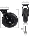 Built Tough 8 Inch Heavy Duty Pneumatic Casters Set Of Four With Two Swivel And Two Rigid Wheels showcasing dimensions and design features.
