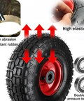 Heavy Duty Rubber Swivel Caster Wheels Two Pack, Puncture Proof With Locking Brakes, showcasing durable rubber tire and double pressure bearings.