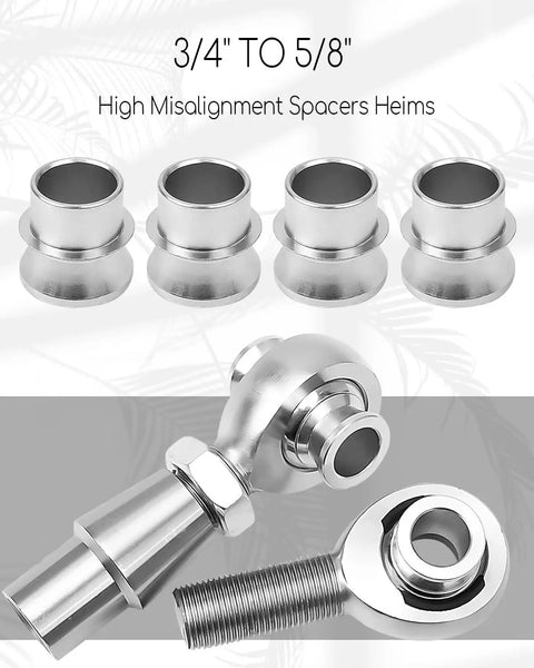 Three Quarters To Five Eighths High Misalignment Spacer For Rod Ends With Standard Ball Width Ideal Upgrade For Off Road Or Street Vehicles Providing Flexible Strong Linkage Between Differing Diameters, chrome spacers