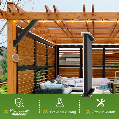 Outdoor gazebo with Four Pack Heavy Duty 45 Degree Angle Brackets For 4x4 Post Support Actual 3.15 Inch Square Size DIY Wood Beam Connector Kit.