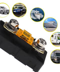 Built Like A Tank 20A AMI Midi Fuse Holder With Bolt On Mounting For Cars Trucks RVs close-up view with zinc terminals.