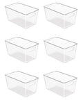 Clear Storage Bins With Handles Six Pack For Pantry Organization And Storage Plastic Bins For Fridge Cabinet Kitchen