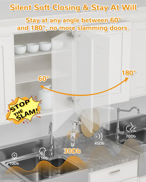 Super Smooth 2 Pack 180 Degree Soft Close Cabinet Hinges For Lazy Susan And Blind Corner Kitchen Cabinets Concealed Face Frame And Frameless Build With Zero Hassle Slow Motion Self Closing And Easy 3D Tuning