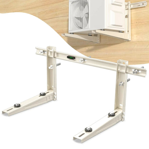 Beefed Up Heavy Duty Wall Mount Bracket for 7000 to 12000 BTU Mini Split AC Units up to 400 lbs, with leveler, sturdy outdoor construction.