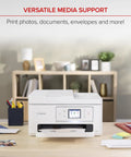Straight Up Plug And Play All In One Printer For Home Office With Fast Print Copy Scan Built In Easy Setup And Reliable Wireless Inkjet That Handles Documents And Photos Like A Champ on a desk with stationery.