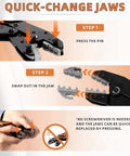 Quick-change jaws instruction for Nine Piece Ratcheting Crimping Tool Set With Seven Interchangeable Dies And Wire Stripper For Solar.