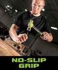 Man using BASH 16 Inch Cross Pein Hammer With 2 Pound Head Pro Grade Drop Forged 46 HRC Hi Vis Head for metalworking.