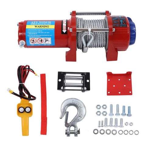 Heavy Duty 4500lb Electric Winch Kit For Trucks And Trailers With Easy Install Planetary Gear Design components shown