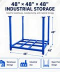 Built Like A Tank Portable Stack Racks 4000 Lb Capacity Each open-frame blue steel rack 48 x 48 x 48 inches for warehouse storage.