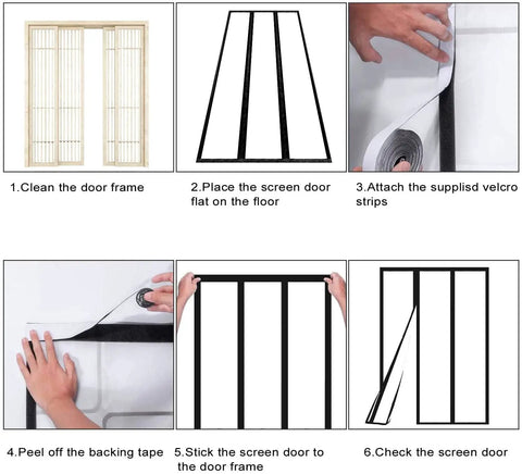 Installation steps for Magnetic Insulated Door Curtain With Self Closing Keeps Warm Air In And Cold Air Out, unrolled on floor