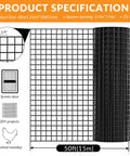 Heavy Duty 1/4 Inch Black Vinyl Chicken Wire Fence Roll, 23 Gauge Rust Fighting Hardware Cloth For Backyards And Barns dimensions and grid details