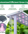 Custom LED grow light for Big Indoor Hydroponic Growing System Kit with adjustable settings and aluminum board shown