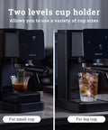 Badass Home Espresso Maker With Slick Touchscreen Interface And 20 Bar Pump Pulls Knockout Shots For Smooth Lattes Or Quick Cold Brew Featuring Full Milk Frothing Setup With Generous 41oz Water Tank with two-level cup holder for small and large cups.