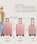 U.S. Traveler Boren rose-pink hardside luggage set with 8 spinner wheels: large 30-inch, medium check-in, and carry-on.