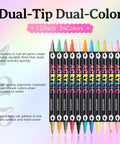 24 Colors Dual Ended Nail Art Pens Set With Quick Dry Acrylic Paint Markers displayed in 12 vibrant shades