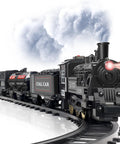 Electric Train Set For Kids With Steam Locomotive And Cargo Cars Tracks And Railway Kit Lights Smoke And Sound 55 Inch By 35 Inch Layout