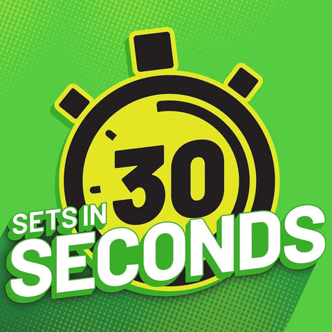 Fast Weld Two Part Clear Epoxy Glue With 30 Second Cure visual showing 30-second setting time and stopwatch graphic