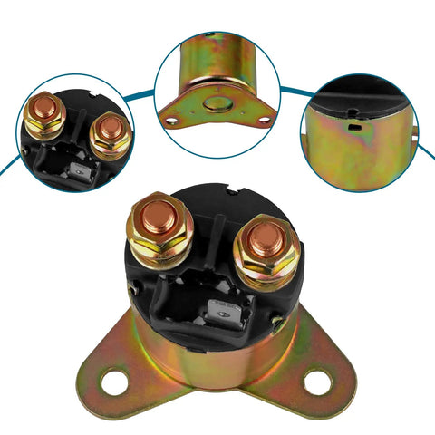 Starter Solenoid Relay For Predator 420cc Engine And Honda GX Series GX390 GX340 with copper contacts, top and side view.