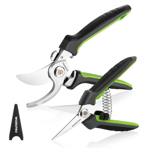 Two Piece Garden Pruning Set Featuring An 8.5 Inch Bypass Pruning Shear And 6.25 Inch Precision Snip displayed on white background