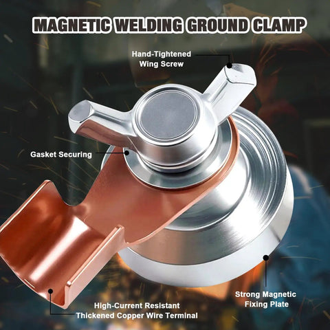 Hot Shot Magnetic Welding Ground Clamp Gets You Set Fast On Any Metal Surface For Serious Speed And A Rock Solid Grip That Keeps Your Workflow Smooth No Hassle 2026 Upgrade showing hand-tightened wing screw and strong magnetic fixing plate.