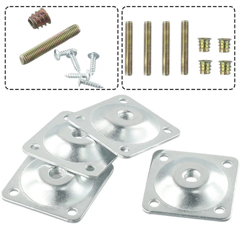 Heavy Duty Furniture Leg Brackets And Mounting Plates Set With Sturdy Metal Dowels For Couch And Table Base Upgrade No Fuss Leveling Fix Simple Weekend Repair 20 Piece Bundle