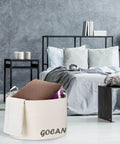 XXXL Cotton Rope Storage Basket With Handles Extra Large 22x22x14 Inches Woven Laundry Organizer in bedroom setting