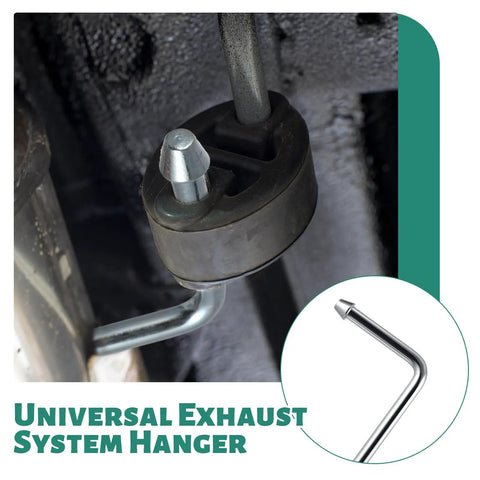 Close-up of Beefy Heavy Duty Universal Exhaust Hanger Rod Kit with 90-degree bend and galvanized steel rod for motorsports use.