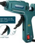 Heavy Duty 100W Hot Glue Gun Kit With Fast Heat And 11mm Glue Sticks Support For Crafting And DIY Projects Full Size Pro Glue Gun Set For Quick Bonding Great For Home Crafting And School Projects, teal glue gun with longer trigger